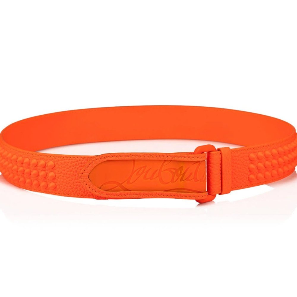 Christian Louboutin Men's Loubi Sneaker Spiked Belt, Orange
